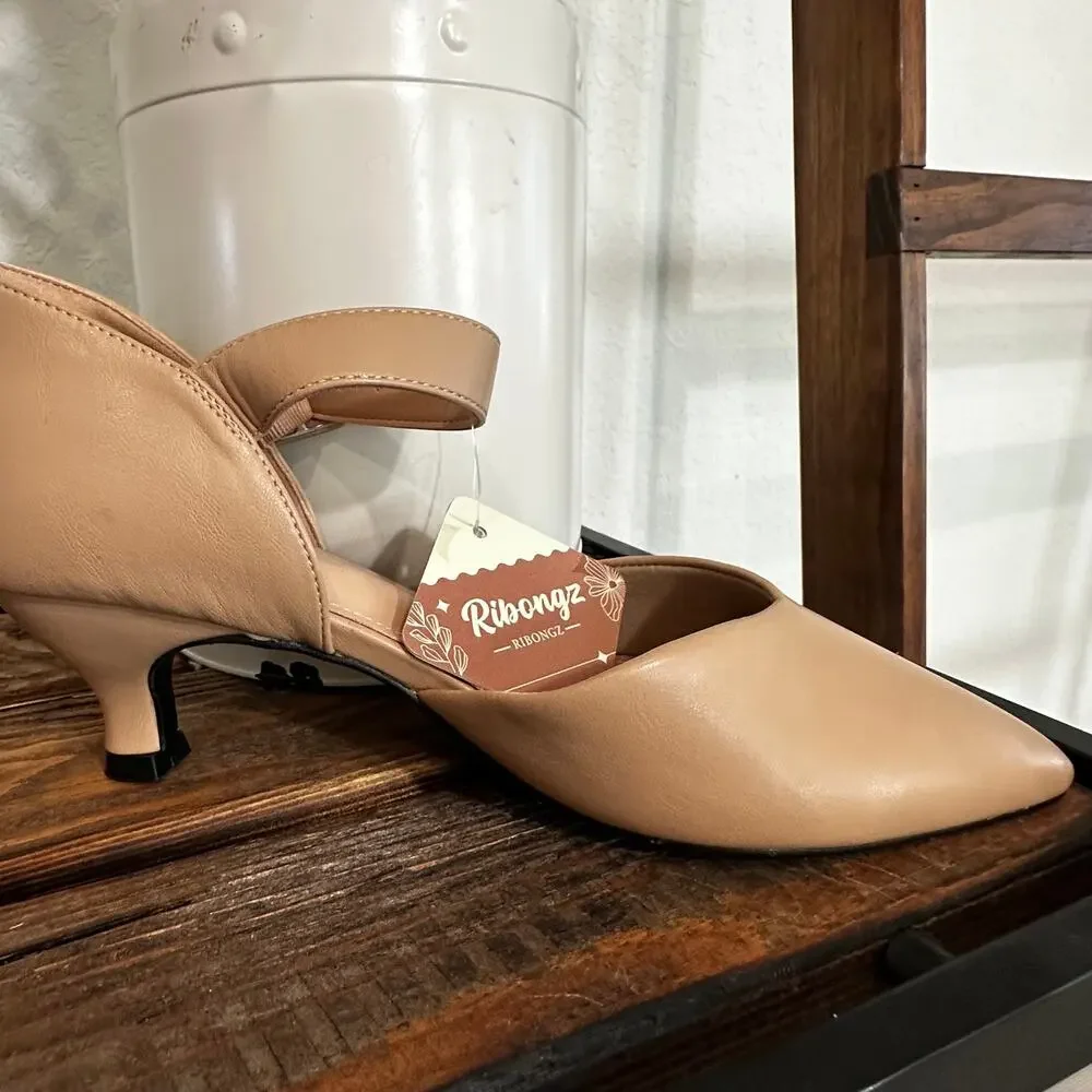 Ribongz Nude Heels Size 9 NWT Brand New with Tags Pointed Toe Women's Shoes